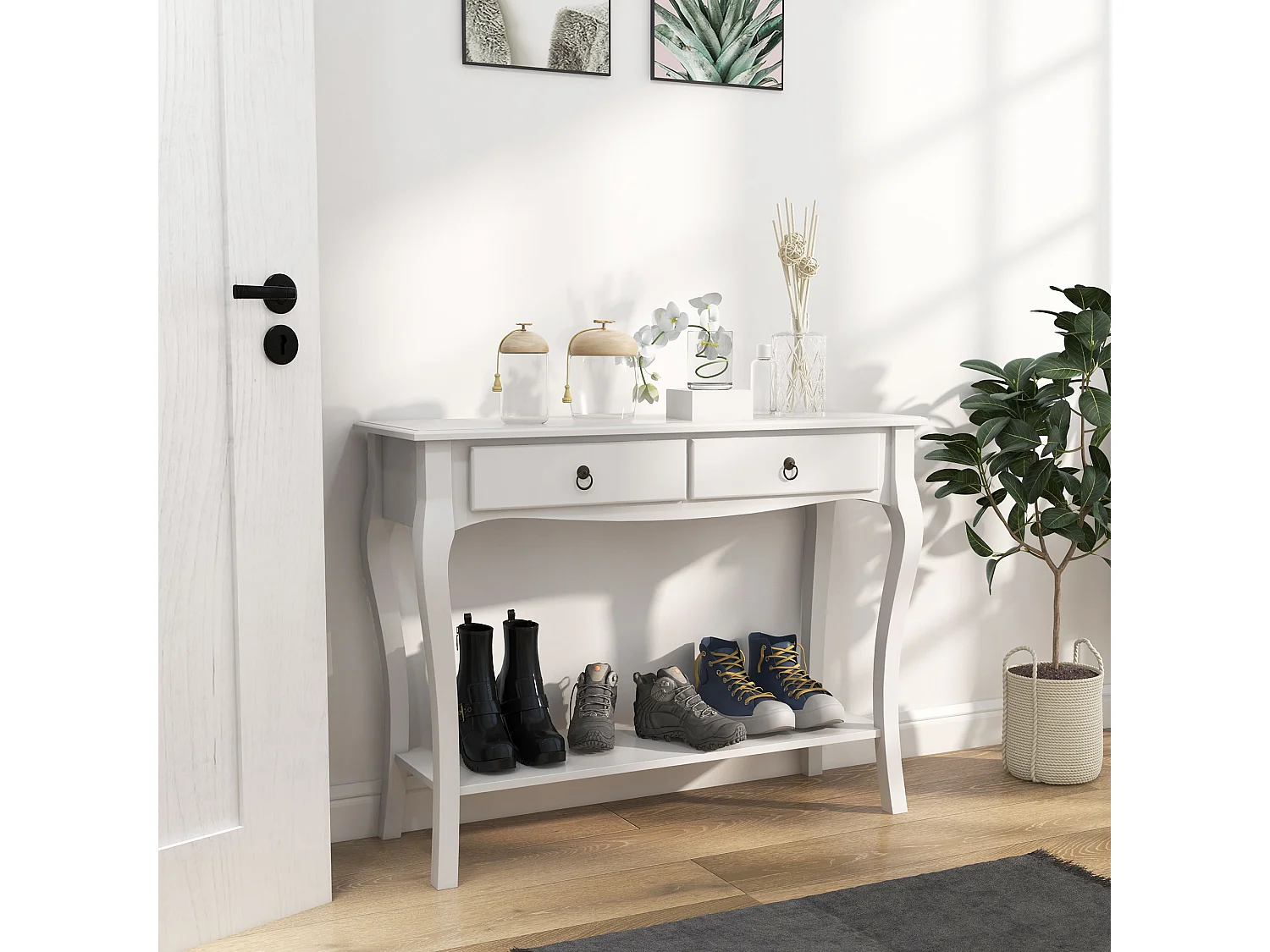 Consolle moderno con 2 cassetti casa bianco