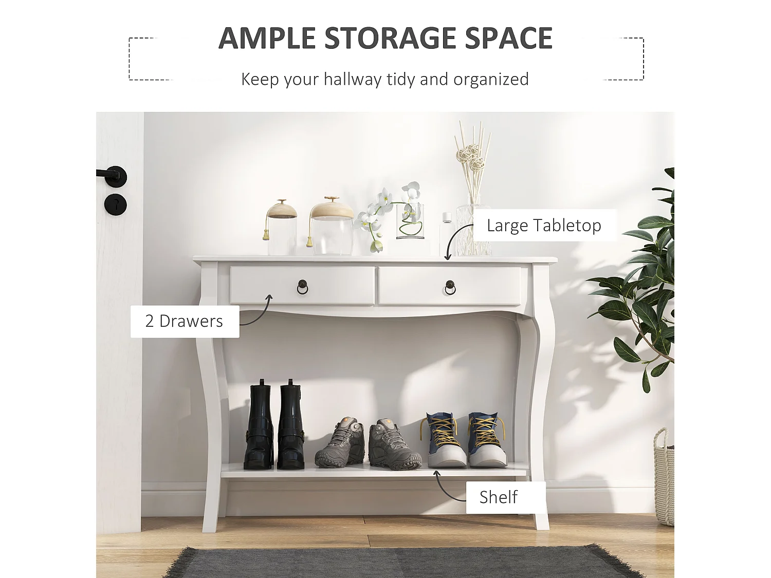 Consolle moderno con 2 cassetti casa bianco