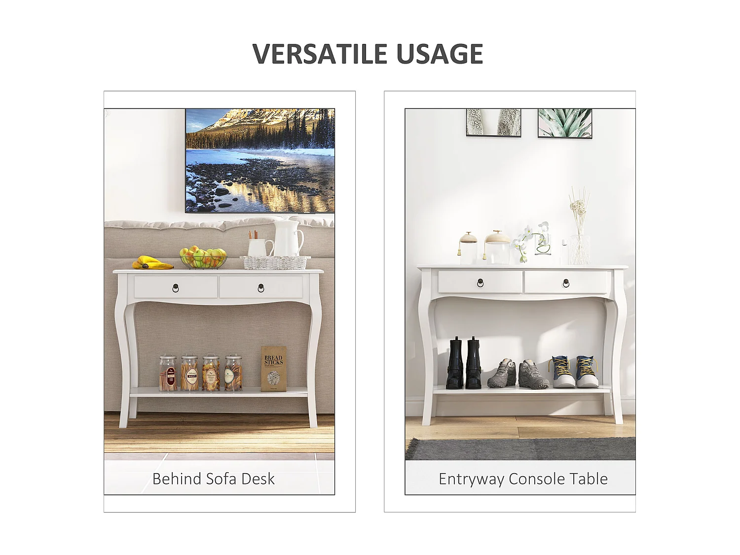 Consolle moderno con 2 cassetti casa bianco