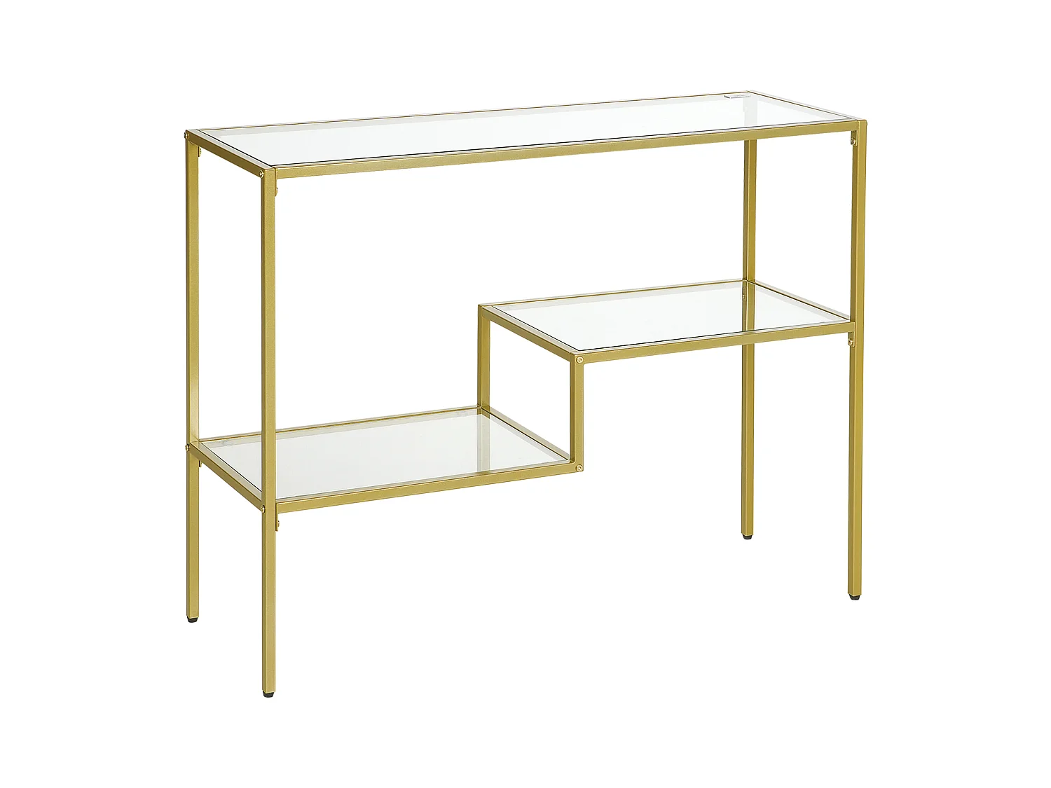 Consolle da ingresso a 3 ripiani in vetro temperato e acciaio