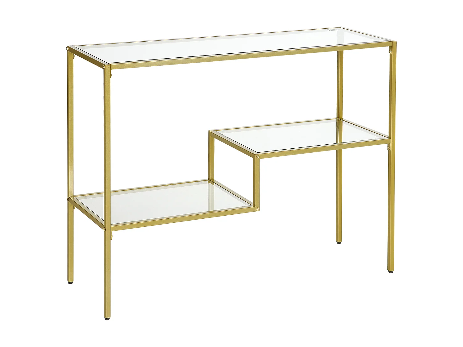 Consolle da ingresso a 3 ripiani in vetro temperato e acciaio
