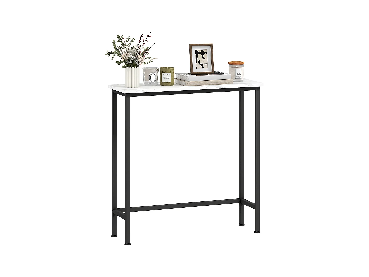 Tavolo consolle da ingresso con piano effetto marmo bianco e nero