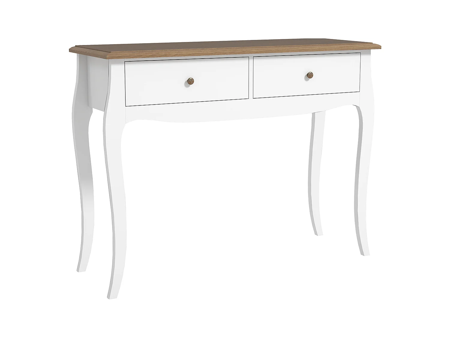 Tavolo consolle moderno con 2 cassetti in legno 100x35x76.5 cm bianco
