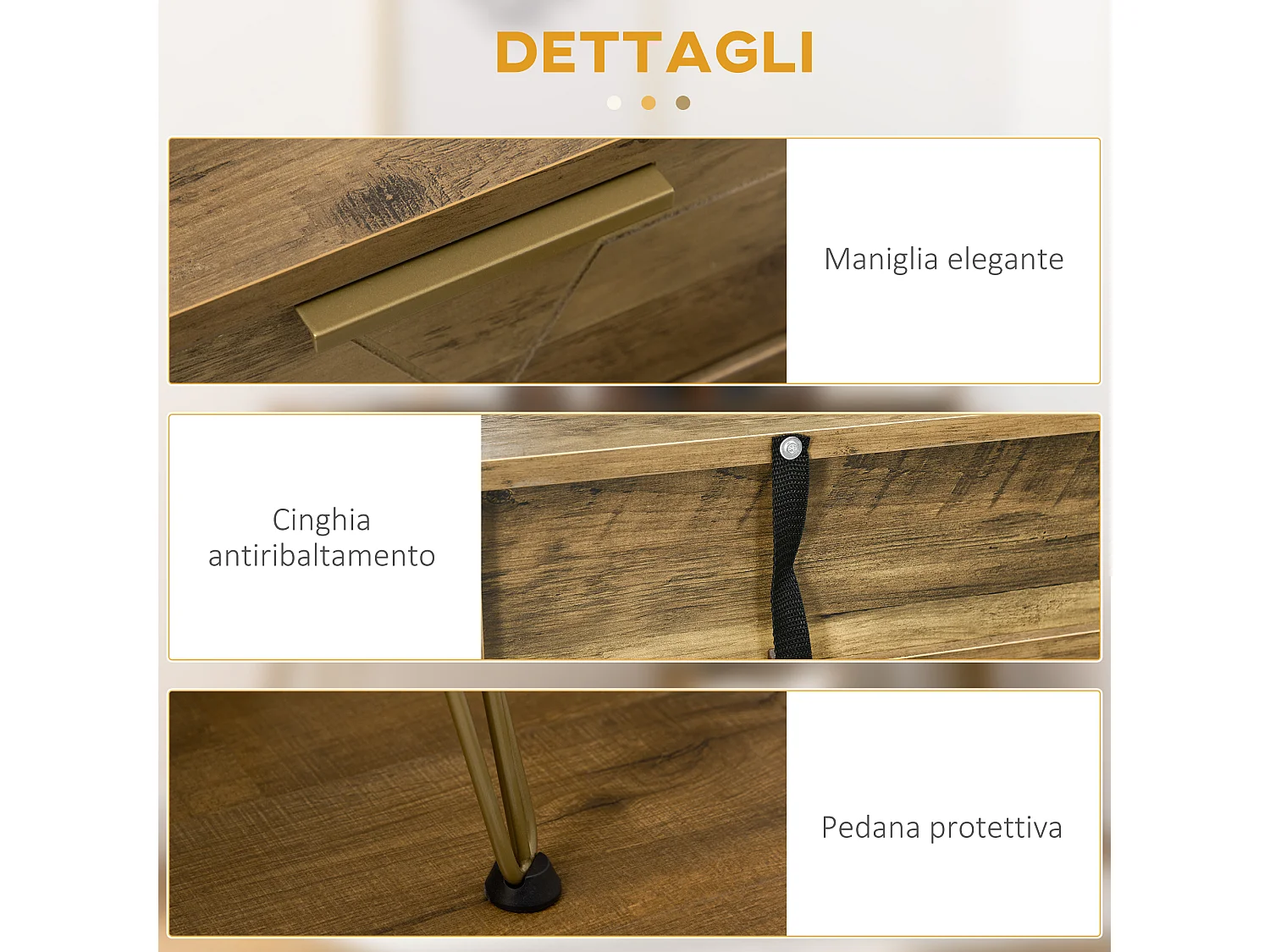 Tavolo consolle da ingresso con ripiano aperto e 2 cassetti