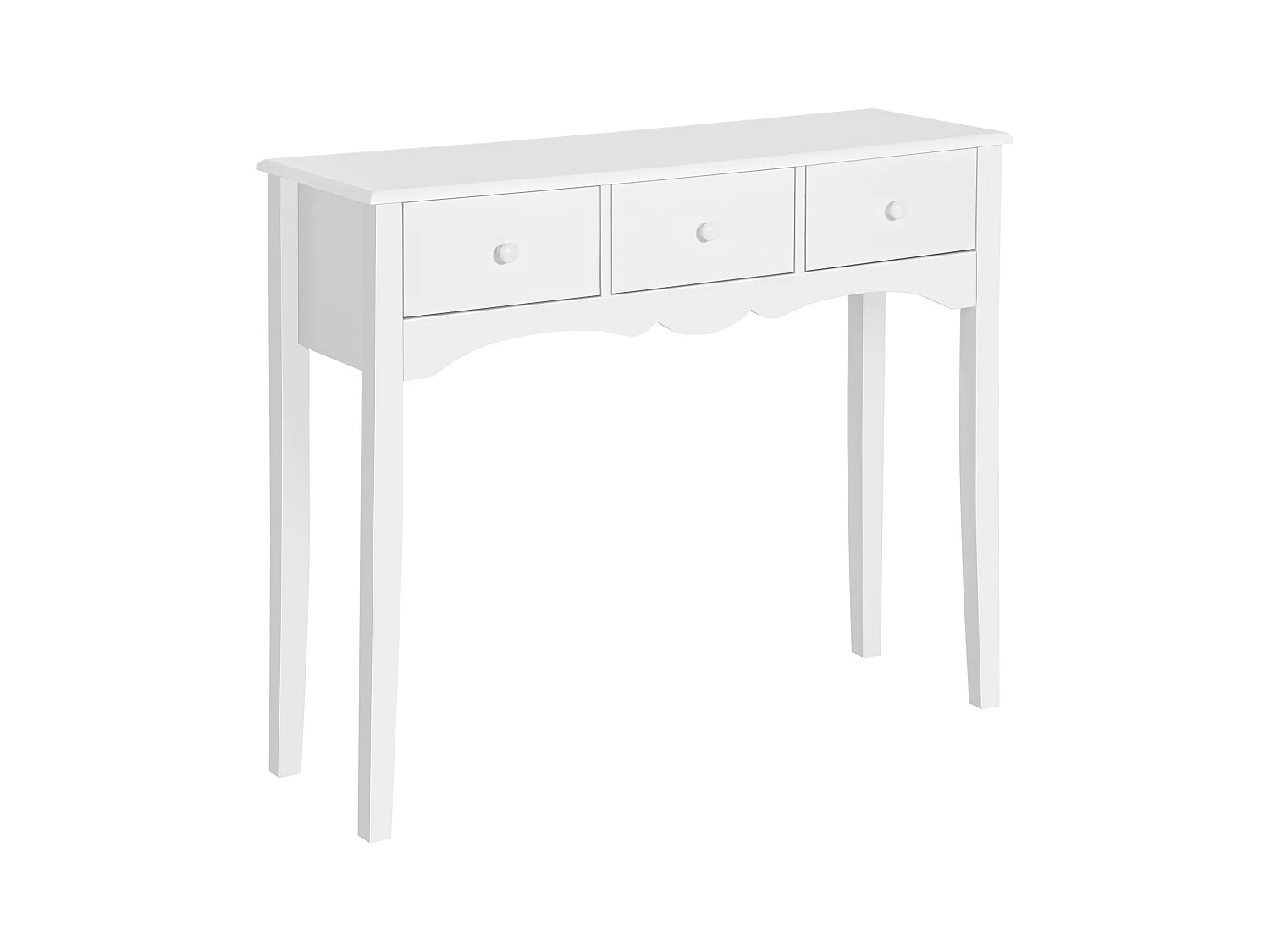 Tavolo consolle moderno con 3 cassetti in mdf 100x32x85 cm bianco