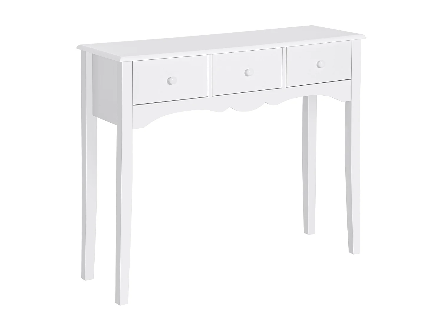 Tavolo consolle moderno con 3 cassetti in mdf 100x32x85 cm bianco
