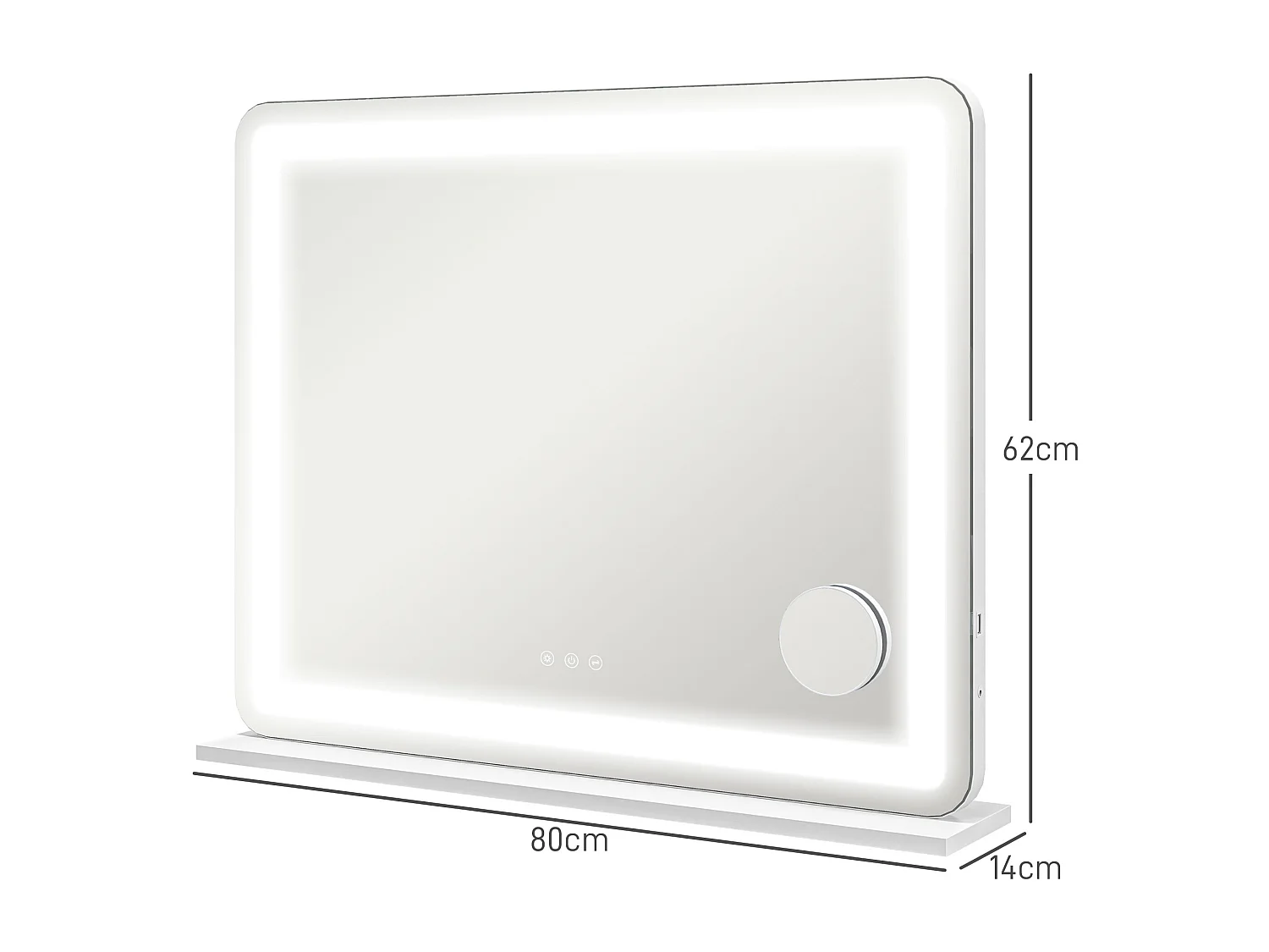 Specchio trucco con luci regolabili ingranditore 10x e presa usb