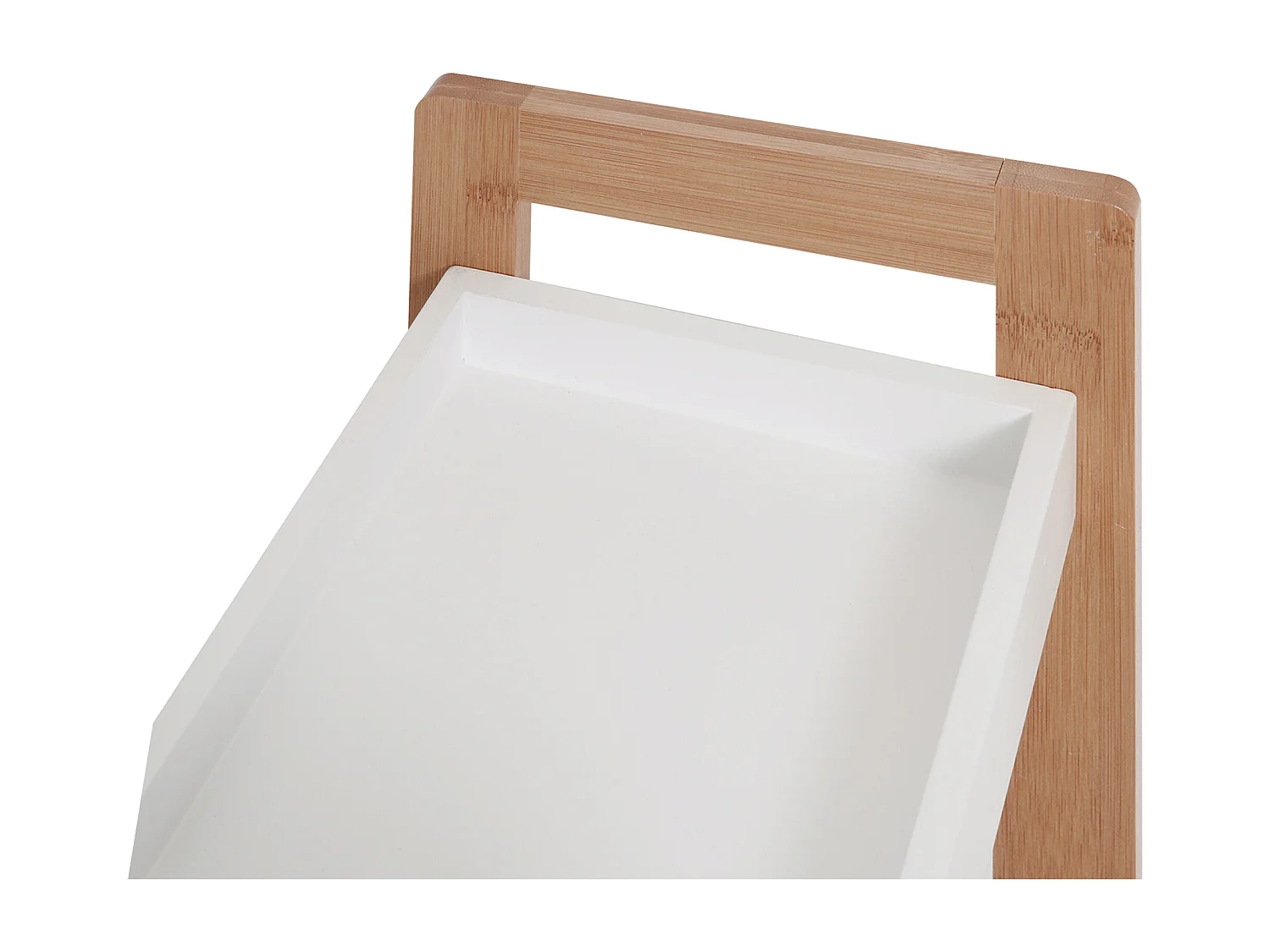 Scaffale 3 ripiani mobiletto bagno multiuso mdf e bambù bianco