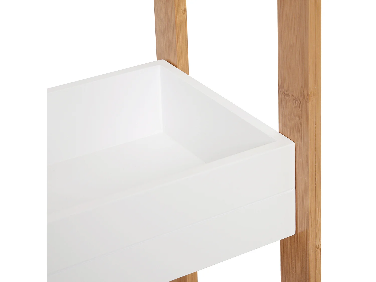 Scaffale 3 ripiani mobiletto bagno multiuso mdf e bambù bianco