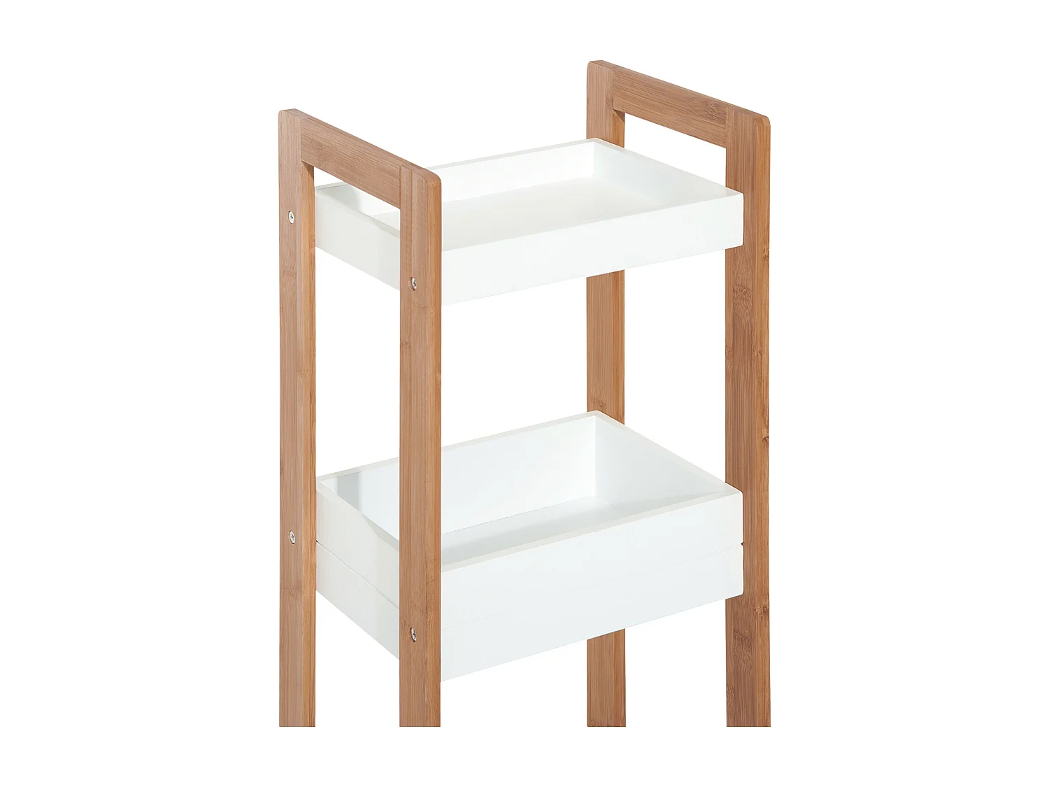 Scaffale 3 ripiani mobiletto bagno multiuso mdf e bambù bianco