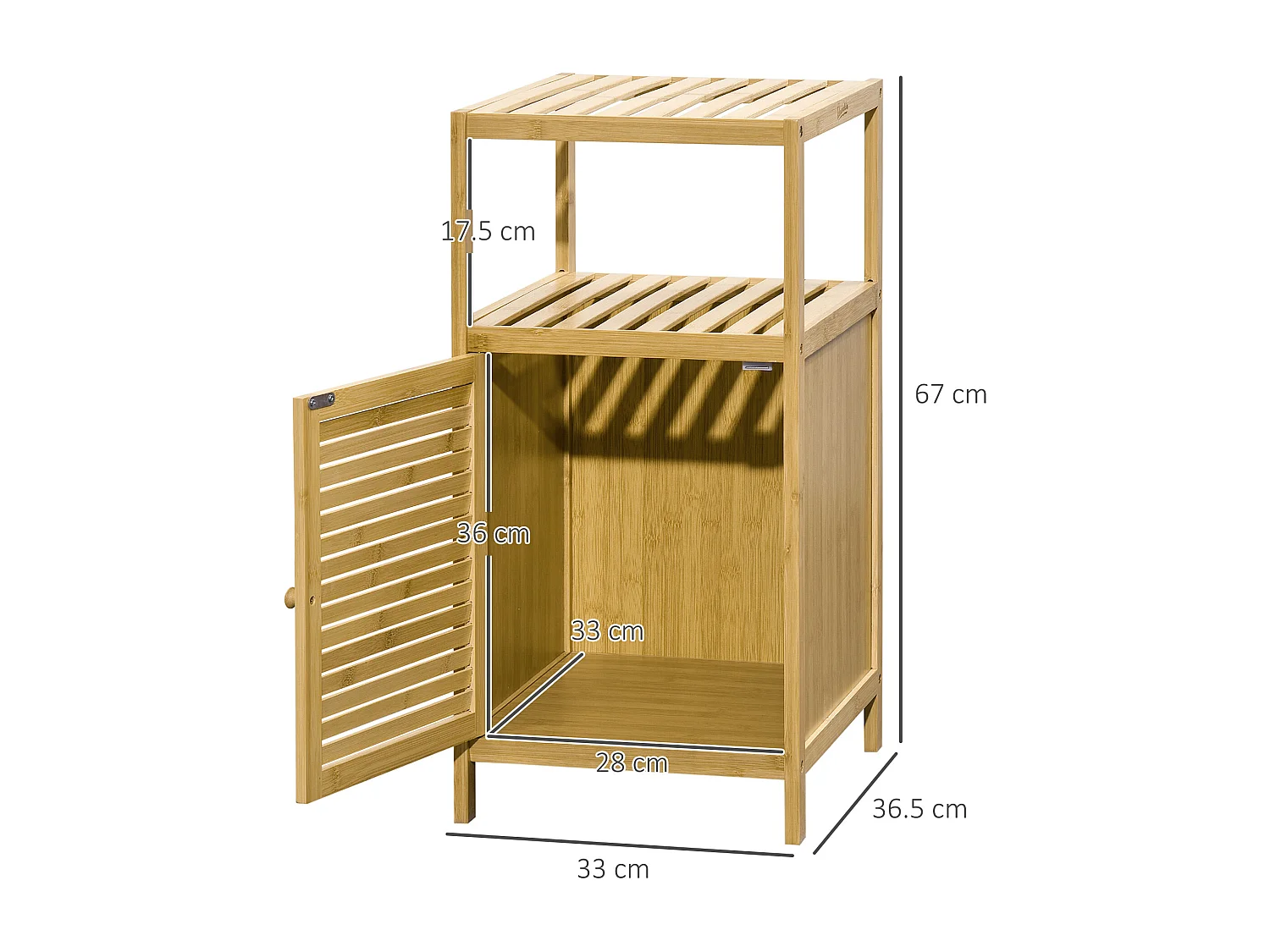 Mobile bagno a doghe con armadietto a un'anta in bambù