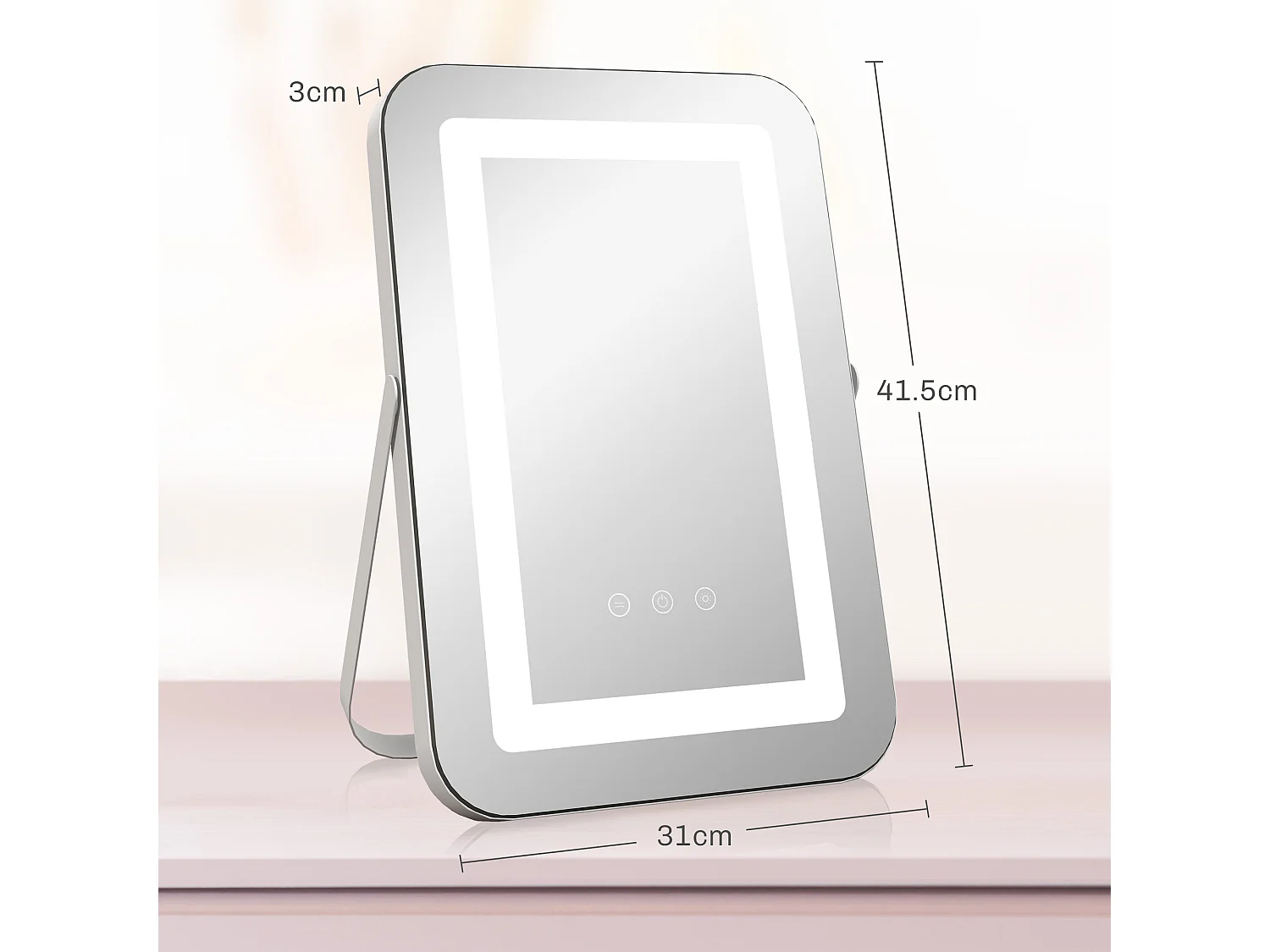 Specchio trucco con luci regolabili presa usb e ingranditore 10x