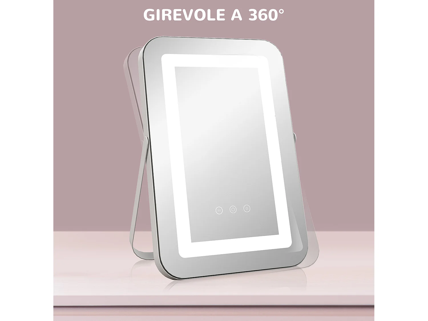 Specchio trucco con luci regolabili presa usb e ingranditore 10x