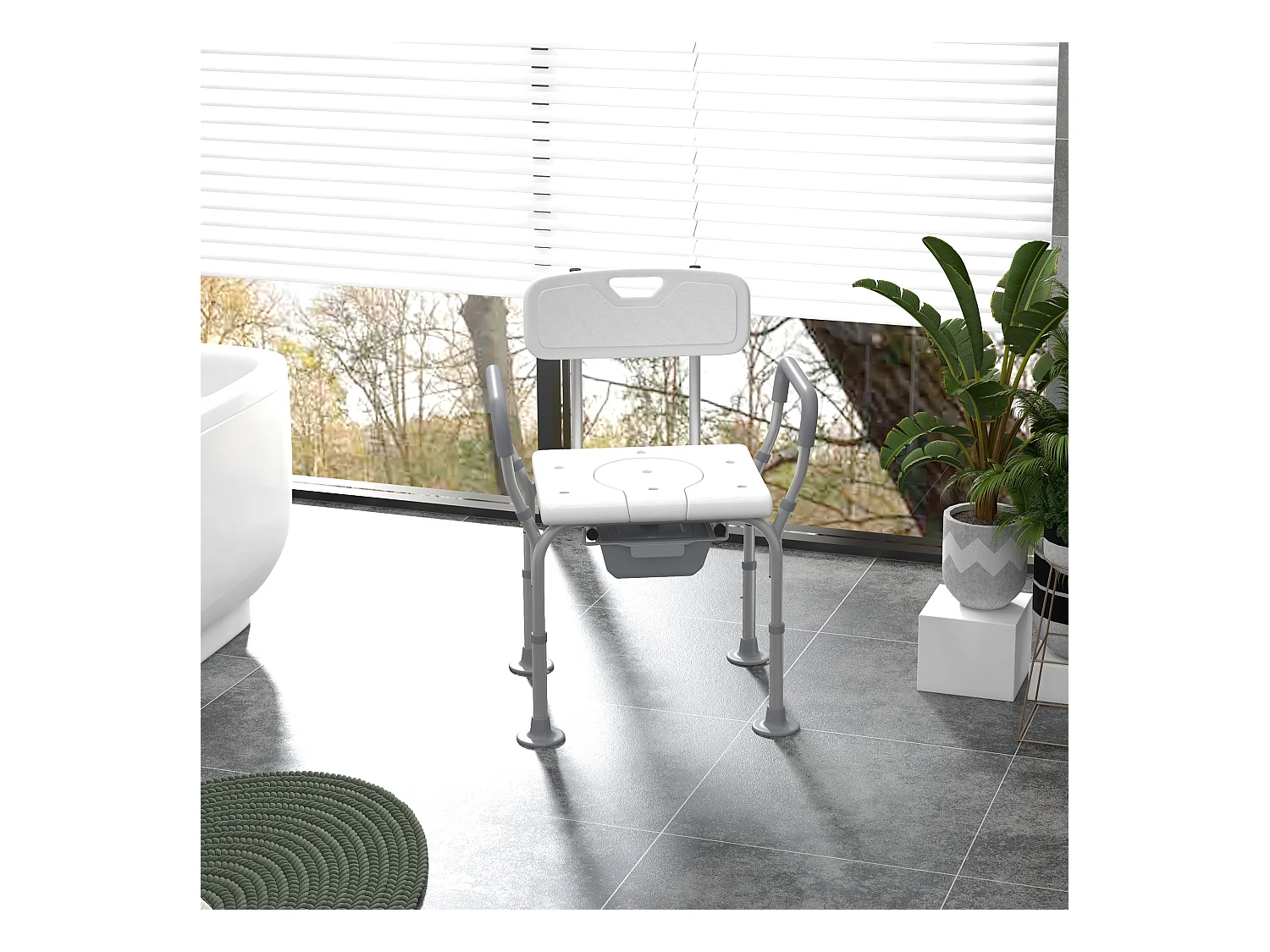 Sedia da doccia 3 in 1 con altezza regolabile bianco