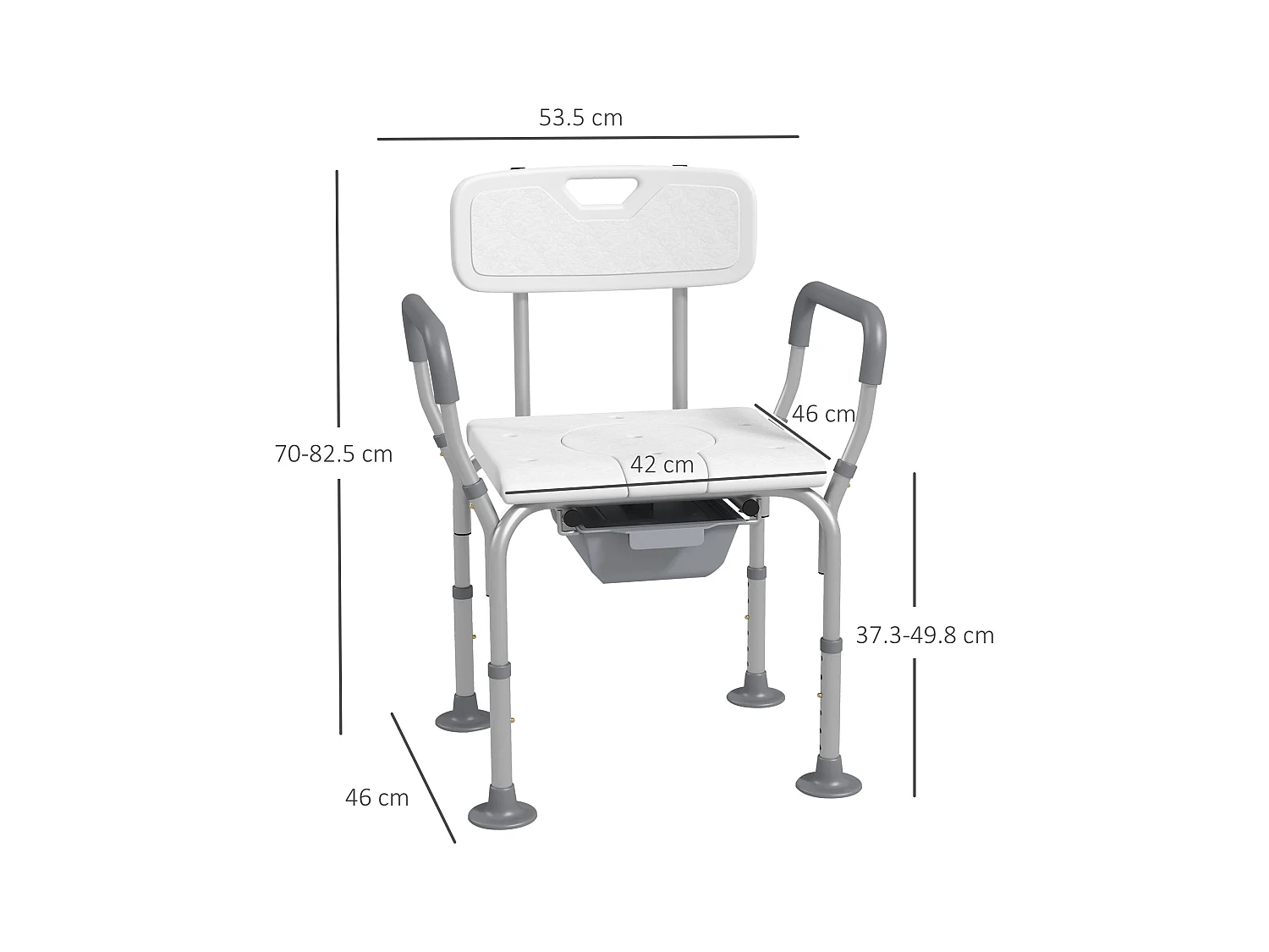 Sedia da doccia 3 in 1 con altezza regolabile bianco