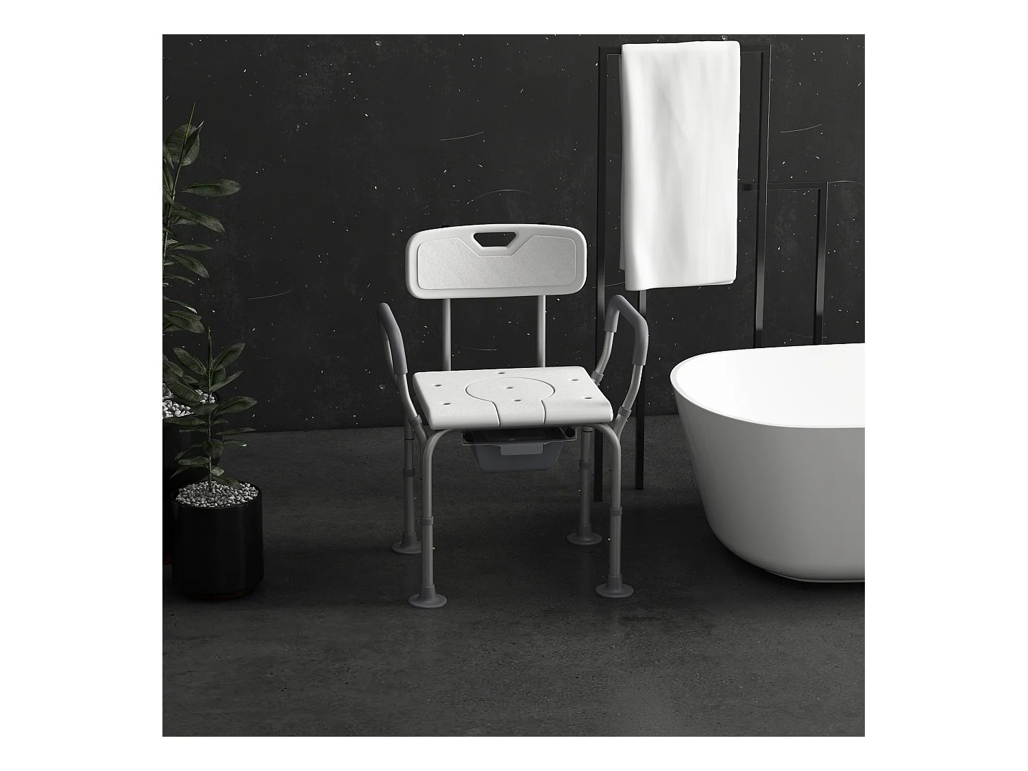 Sedia da doccia 3 in 1 con altezza regolabile bianco