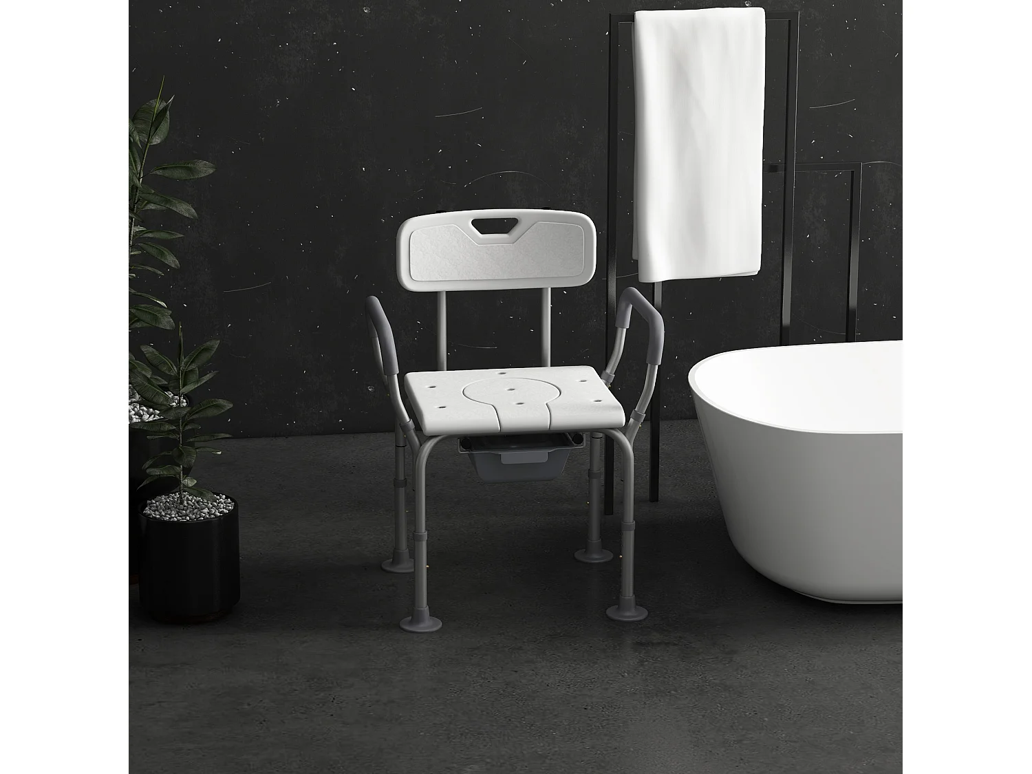 Sedia da doccia 3 in 1 con altezza regolabile bianco