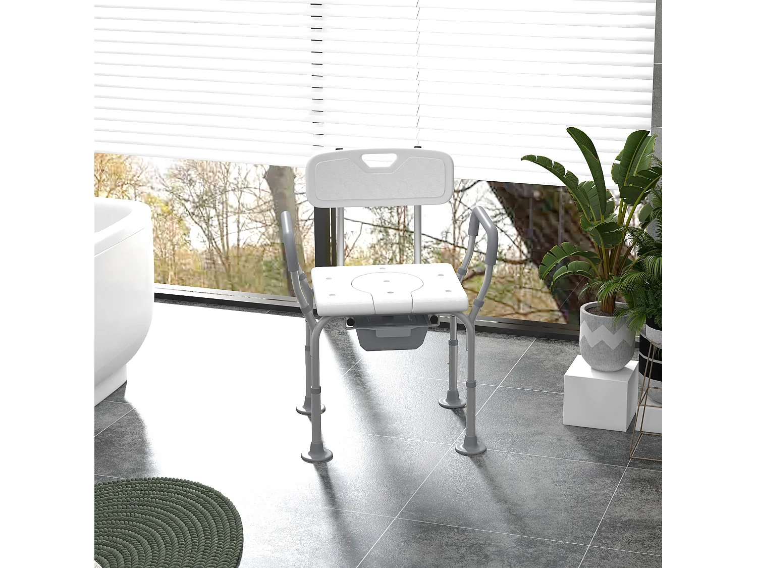 Sedia da doccia 3 in 1 con altezza regolabile bianco