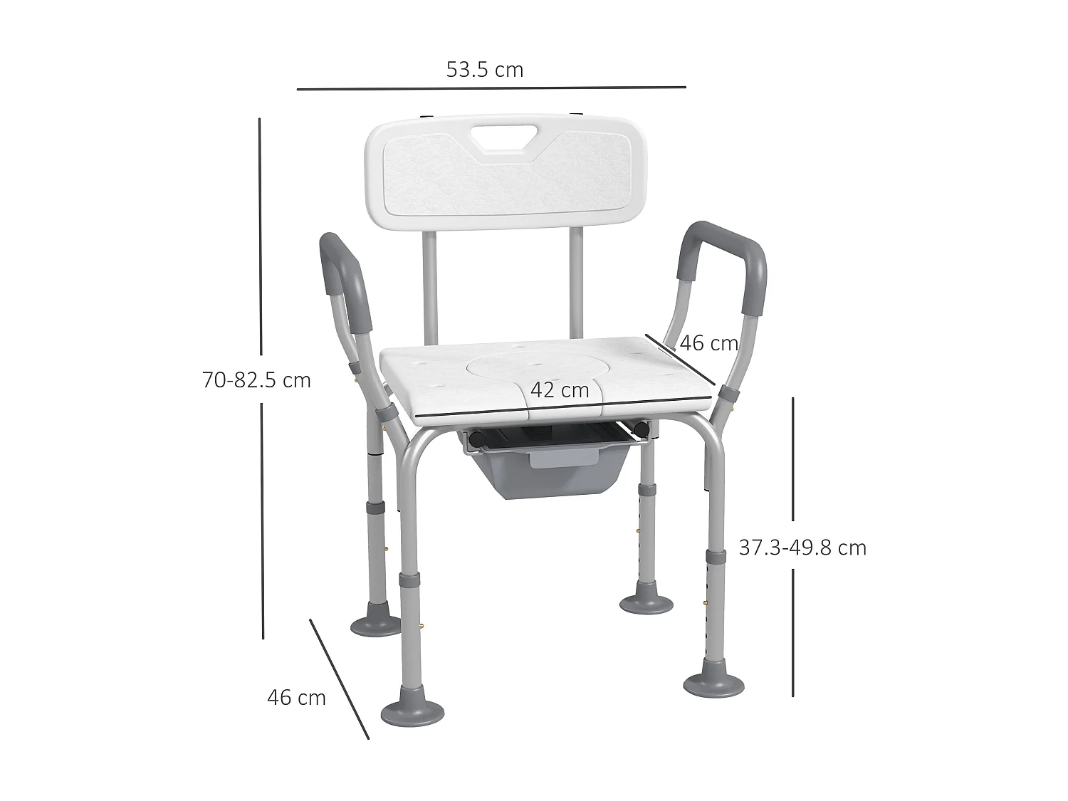 Sedia da doccia 3 in 1 con altezza regolabile bianco