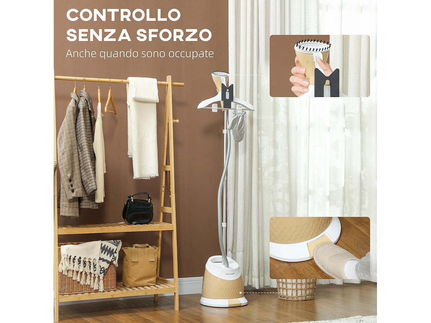 Ferro da stiro verticale a vapore 1800w con accessori inclusi