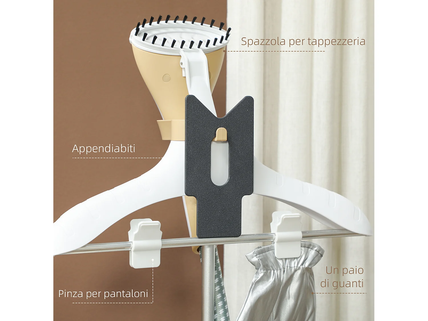 Ferro da stiro verticale a vapore 1800w con accessori inclusi