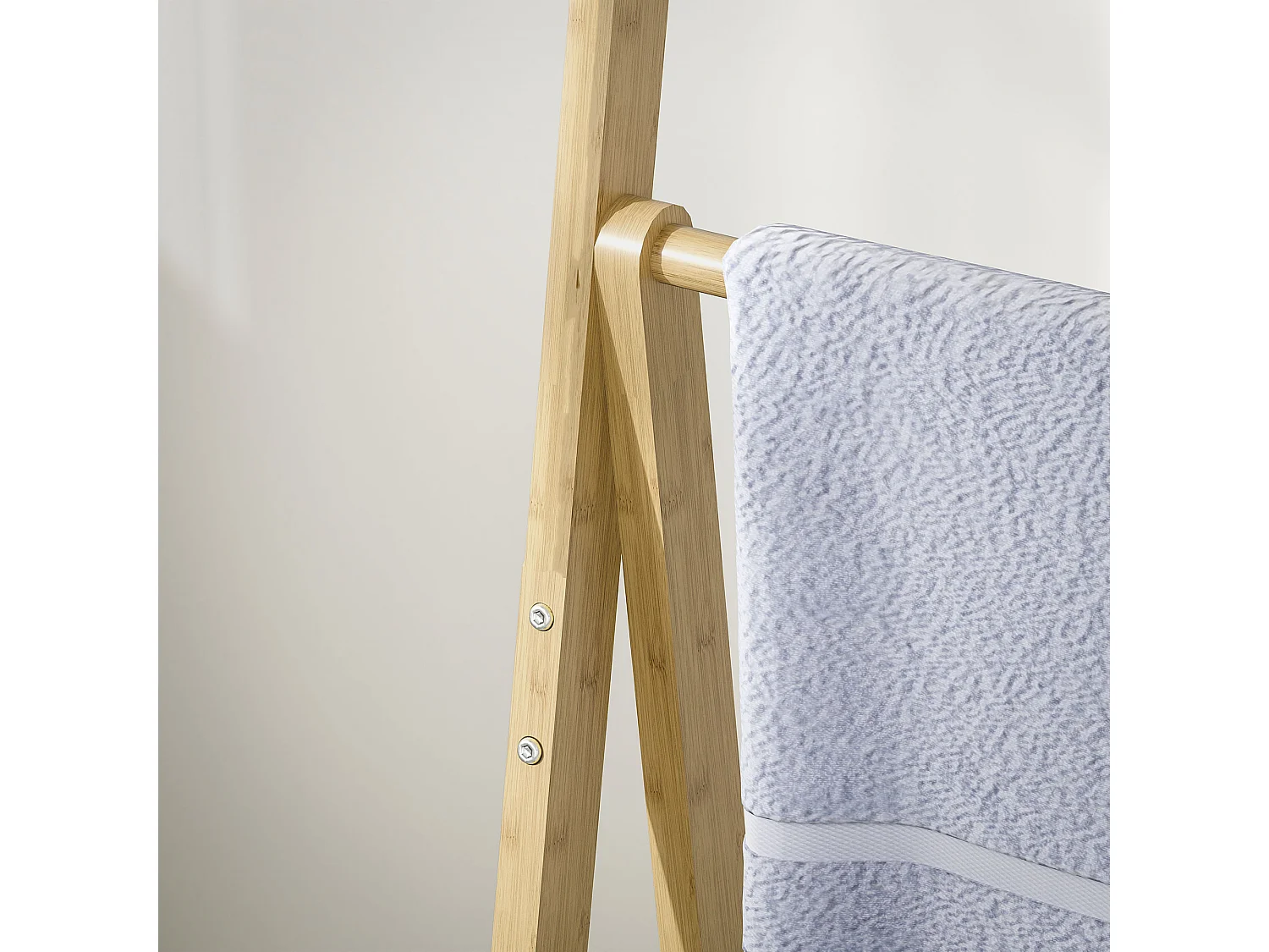 Scaffale bagno 3 ripiani con portasciugamani pieghevole in legno