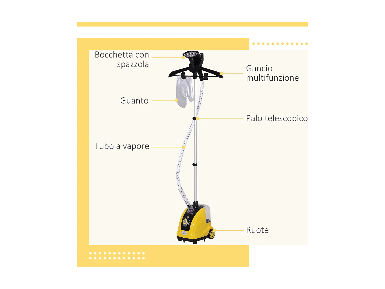 Ferro da stiro verticale stiratrice a vapore con rotelle potenza 1950W
