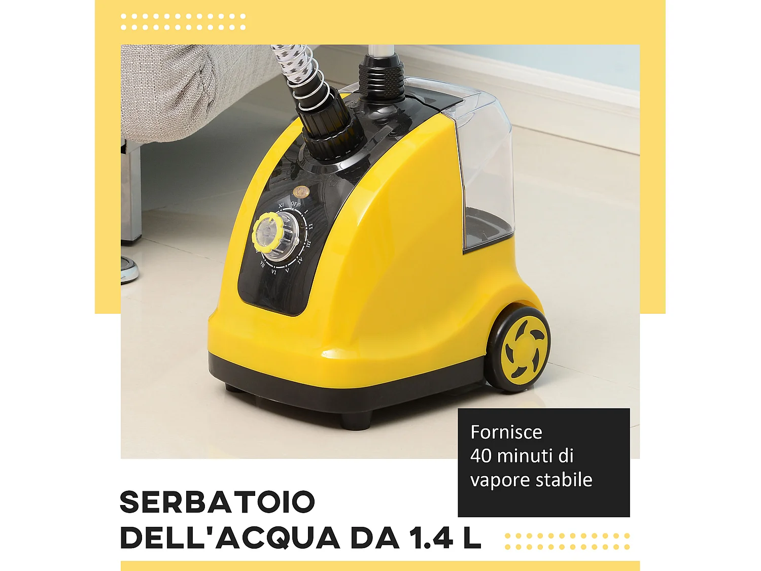 Ferro da stiro verticale stiratrice a vapore con rotelle potenza 1950W