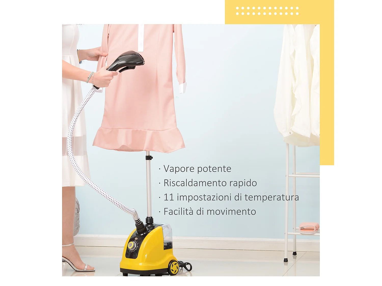 Ferro da stiro verticale stiratrice a vapore con rotelle potenza 1950W