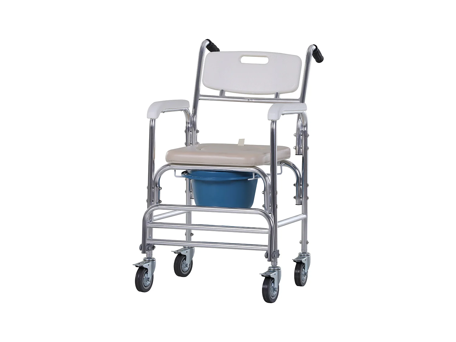 Sedia a rotelle impermeabile con wc  vaso rimovibile per anziani/disabili