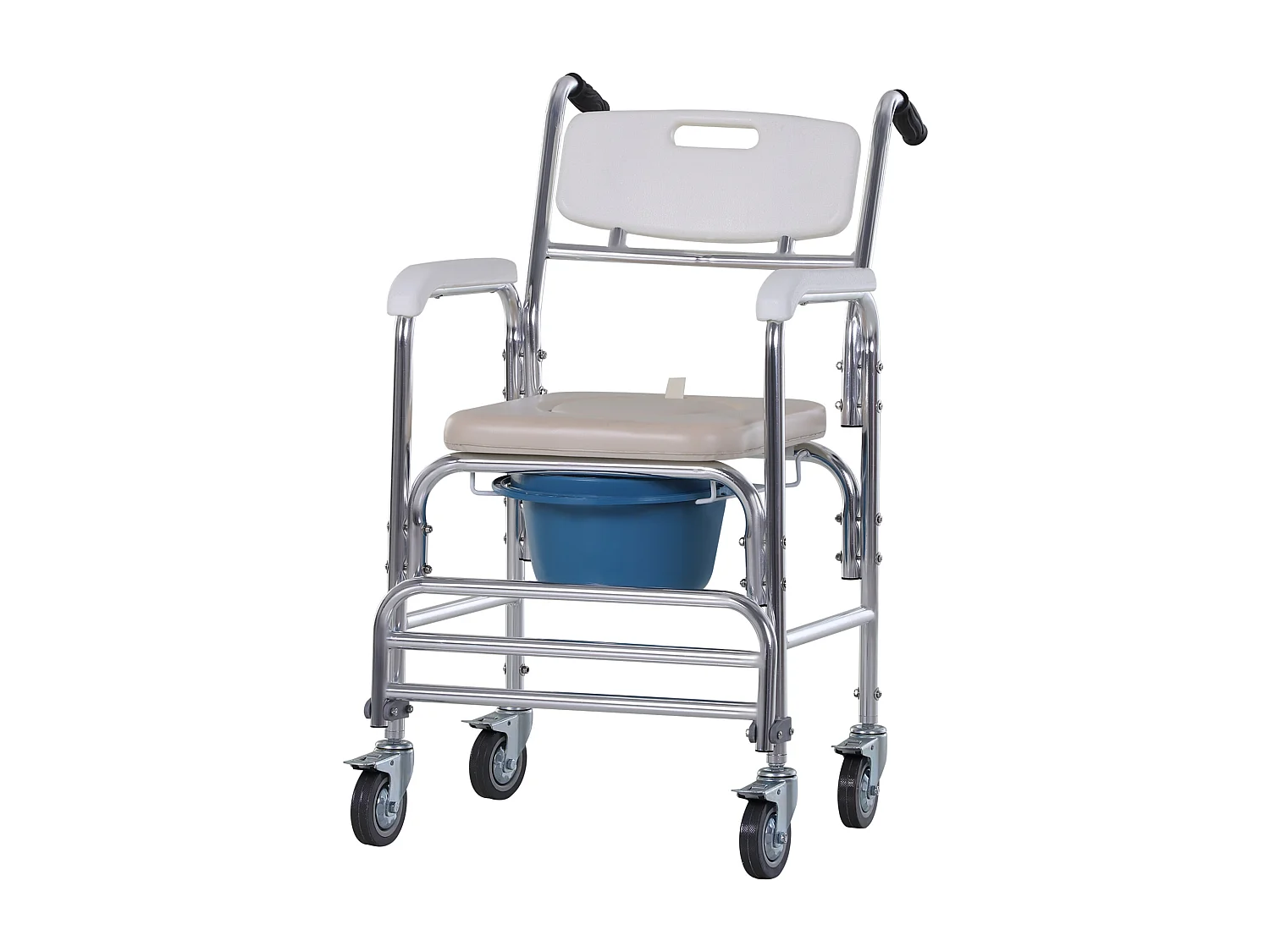 Sedia a rotelle impermeabile con wc  vaso rimovibile per anziani/disabili