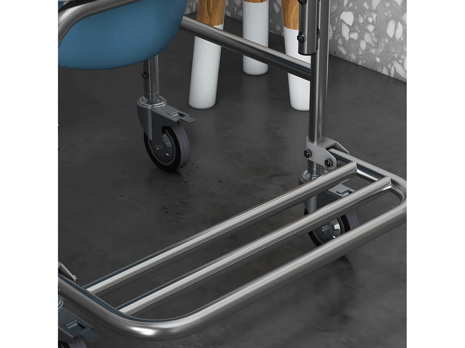 Sedia a rotelle impermeabile con wc  vaso rimovibile per anziani/disabili