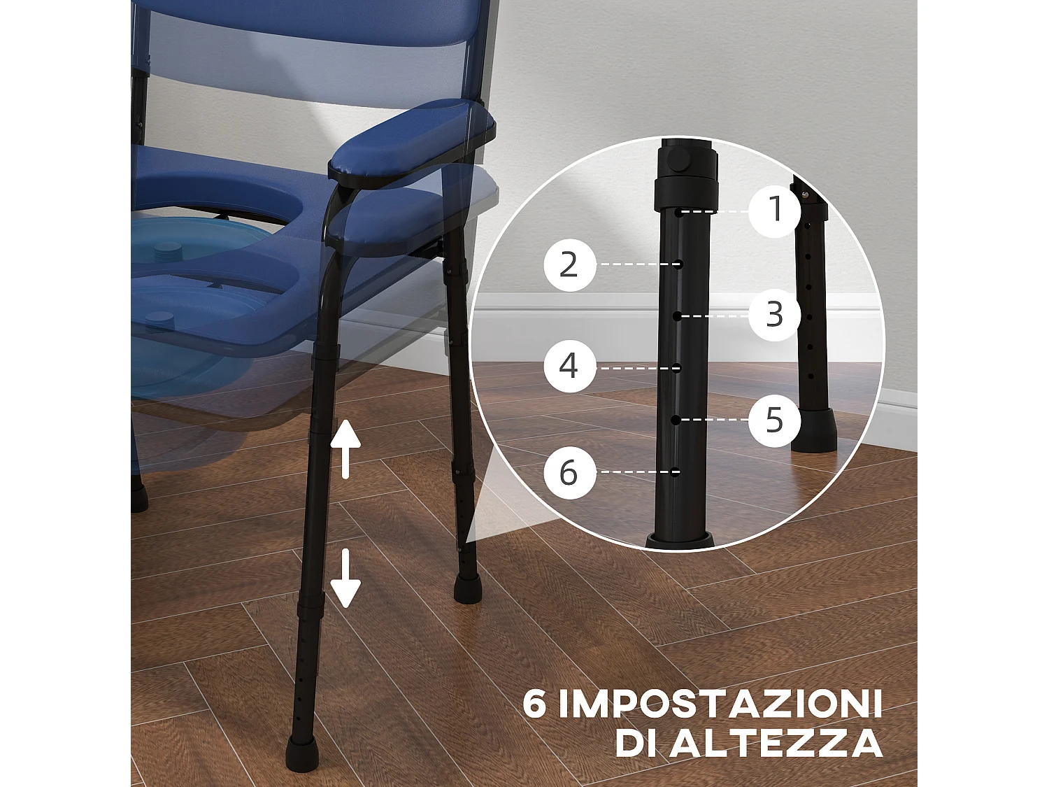 Carrello pulizie con secchio 26 litri con strizzatore e cestini blu