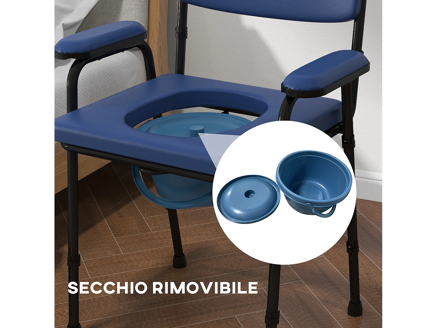Carrello pulizie con secchio 26 litri con strizzatore e cestini blu