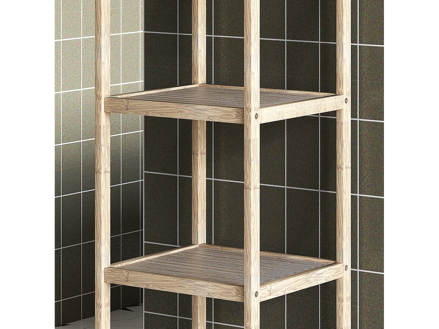 Mobile bagno moderno a 4 livelli in bambù 33x31x110 cm color legno