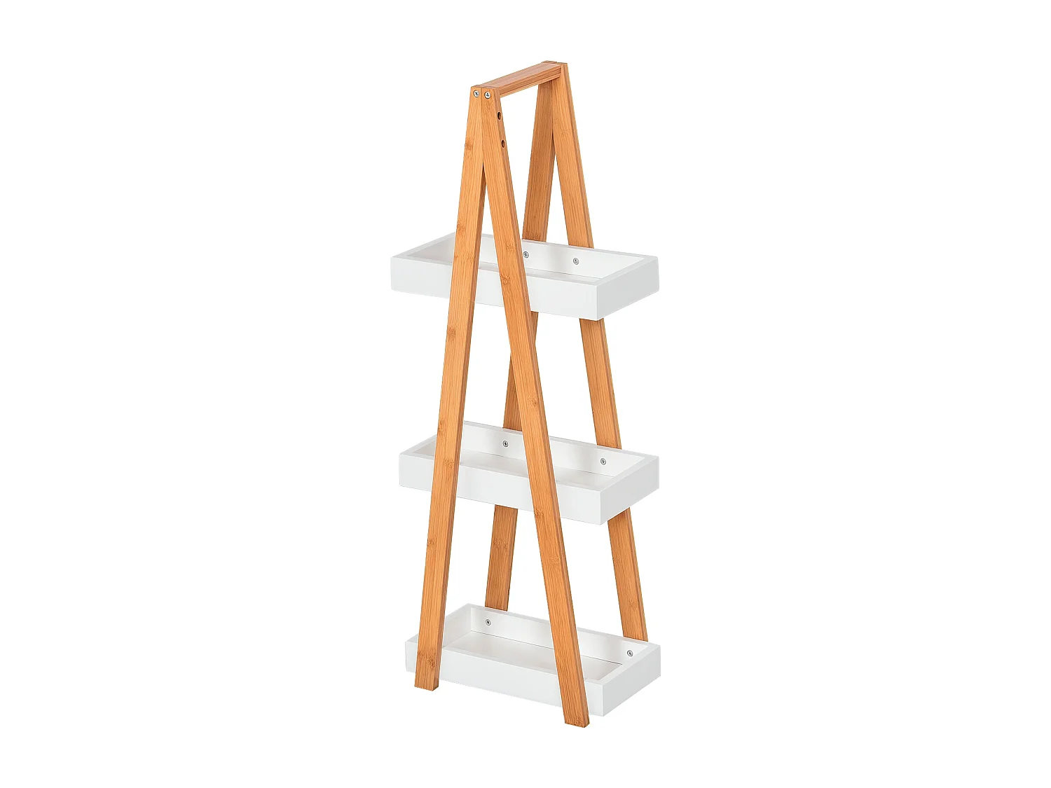 Scaffale bagno a 3 ripiani in mdf e bambù colore legno e grigio