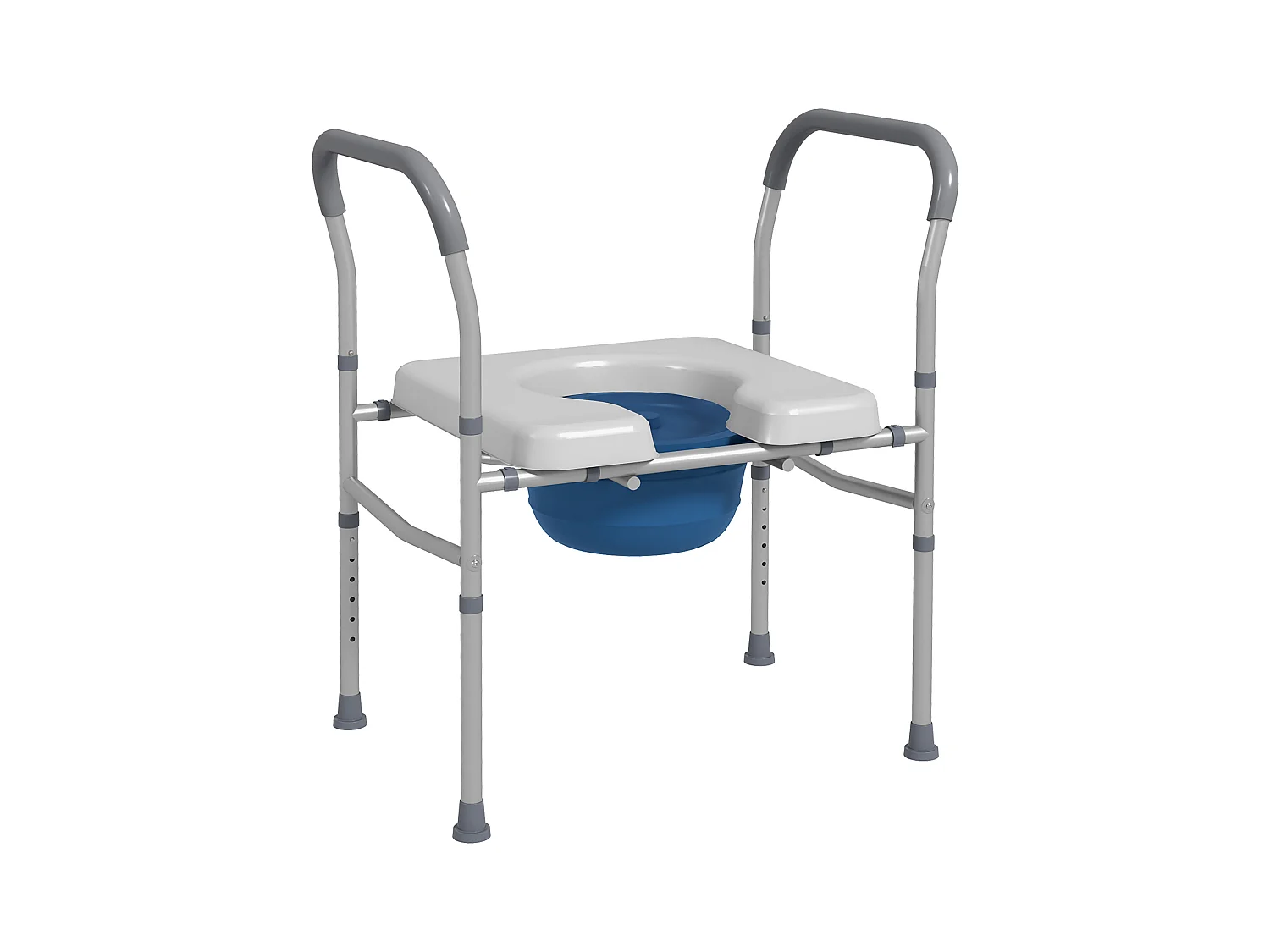 Sedia comoda wc per anziani e disabili con altezza regolabile grigio