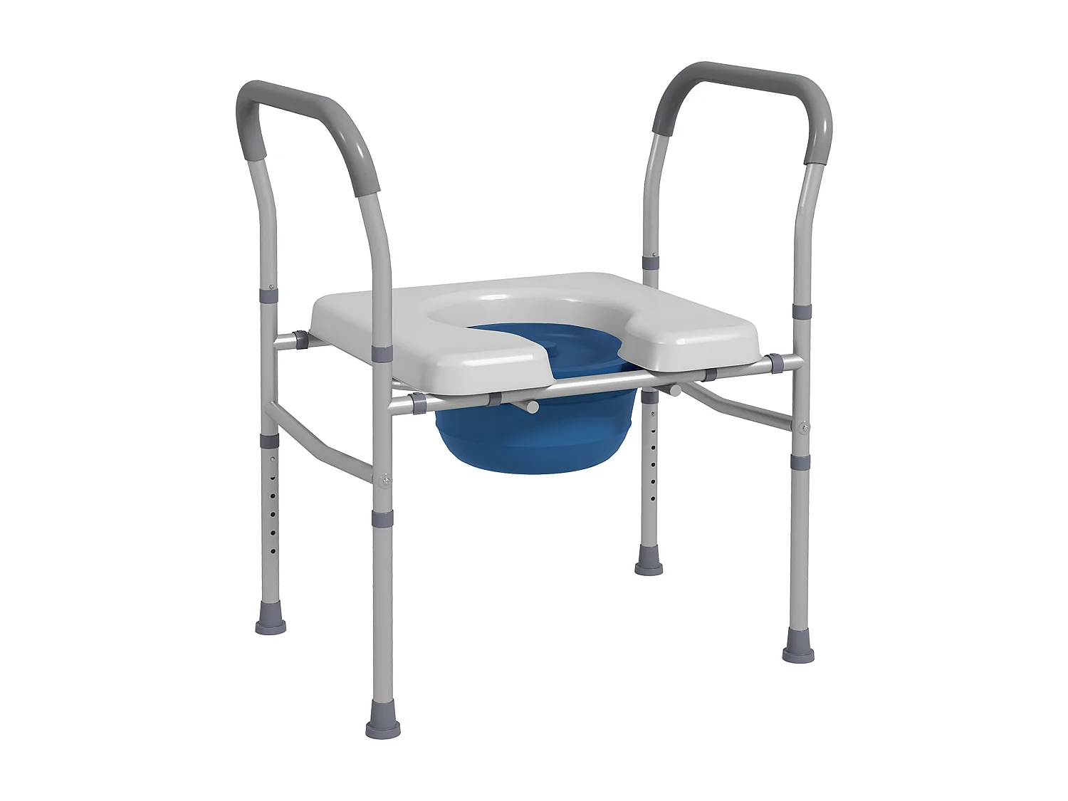 Sedia comoda wc per anziani e disabili con altezza regolabile grigio