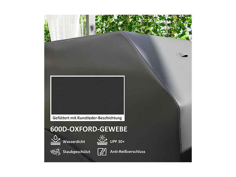 Housse de protection pour barbecue, résistante aux intempéries, 600D Oxford, noir (147x61x122 cm)