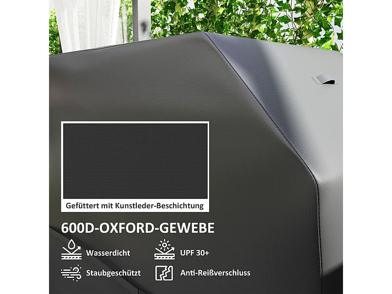 Copertura per barbecue, resistente alle intemperie, Oxford 600D, nera (147x61x122 cm)