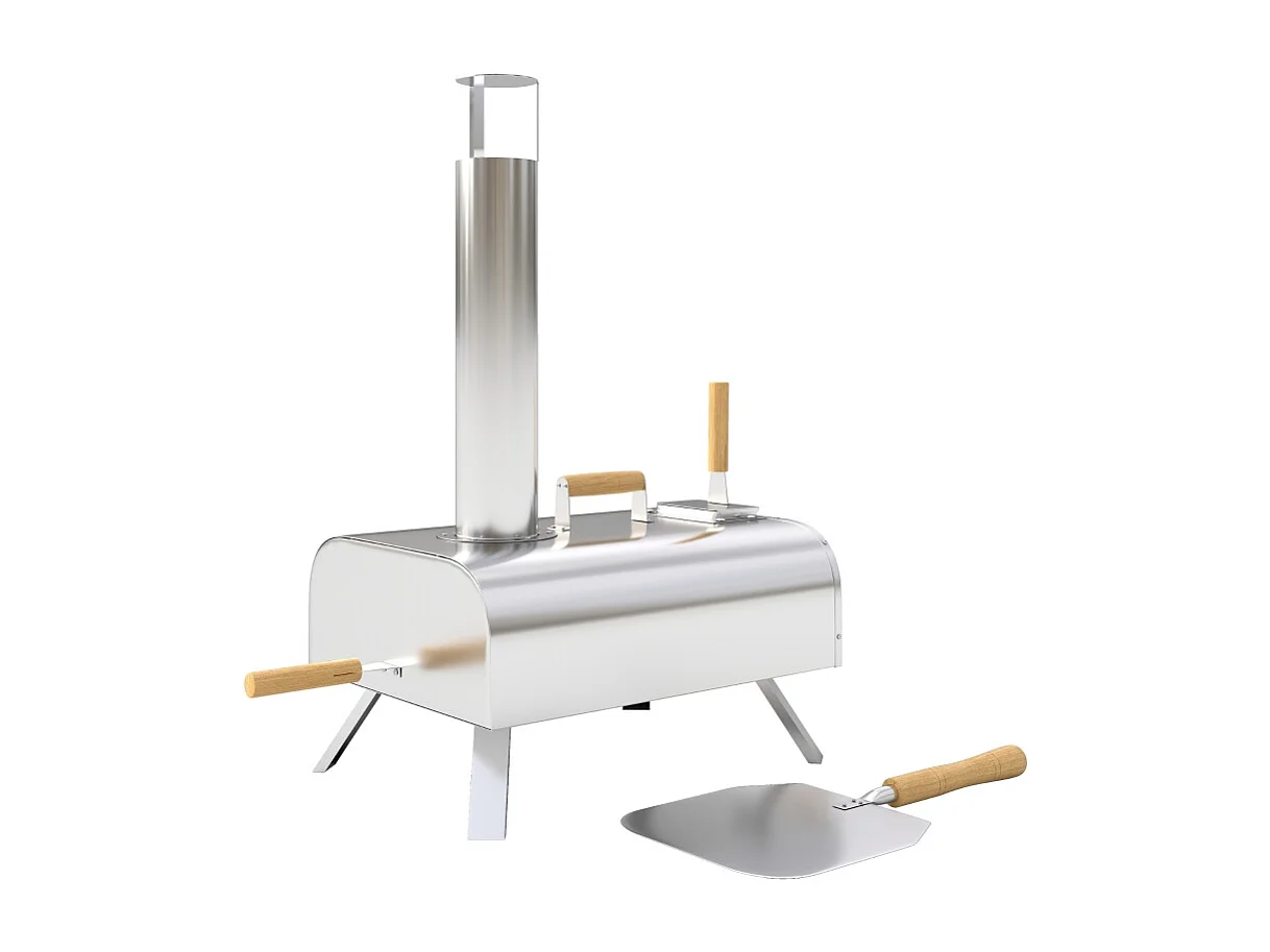 Forno per pizza da esterno in acciaio inox, a legna, con pietra refrattaria, sportello, pieghevole, 79x36x75 cm