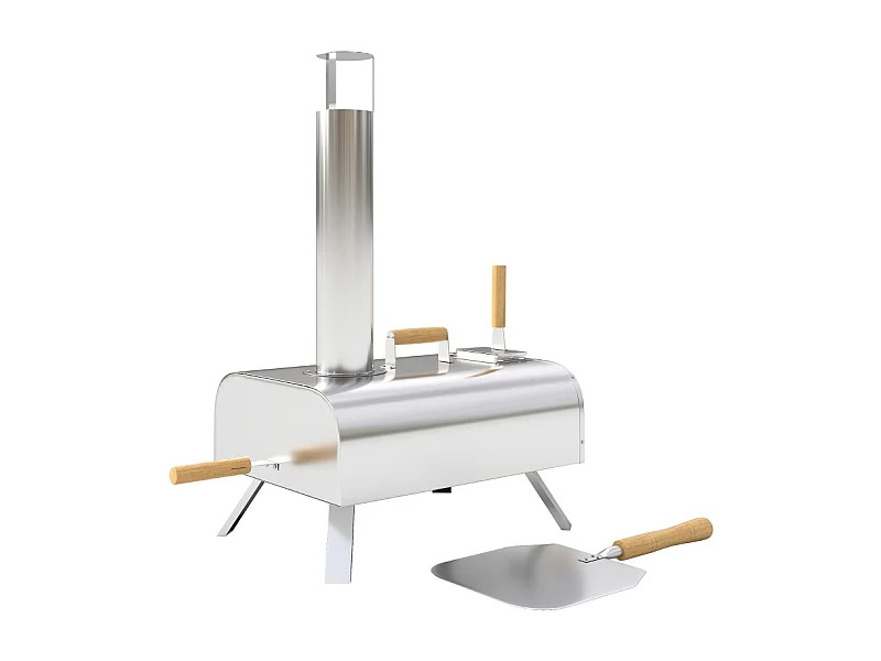 Forno per pizza da esterno in acciaio inox, a legna, con pietra refrattaria, sportello, pieghevole, 79x36x75 cm