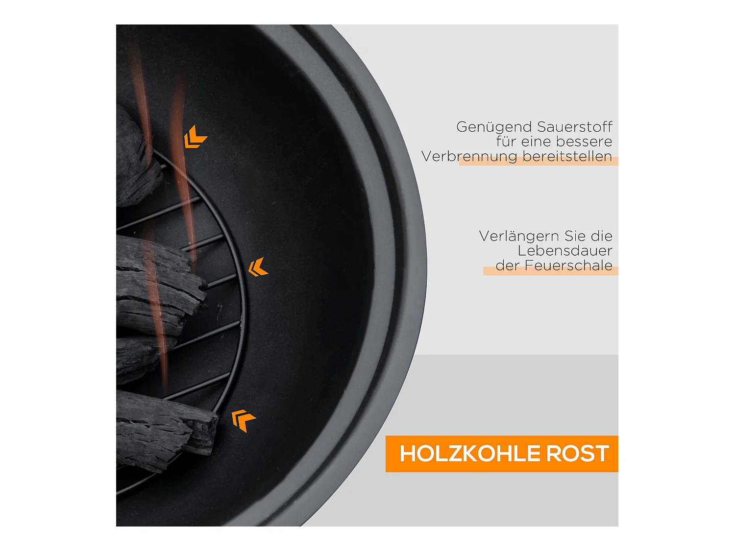 Feuerschale en métal, design tronc d'arbre, avec couvercle et crochet, pour jardin et terrasse, brun (61.5x61.5x39 cm)