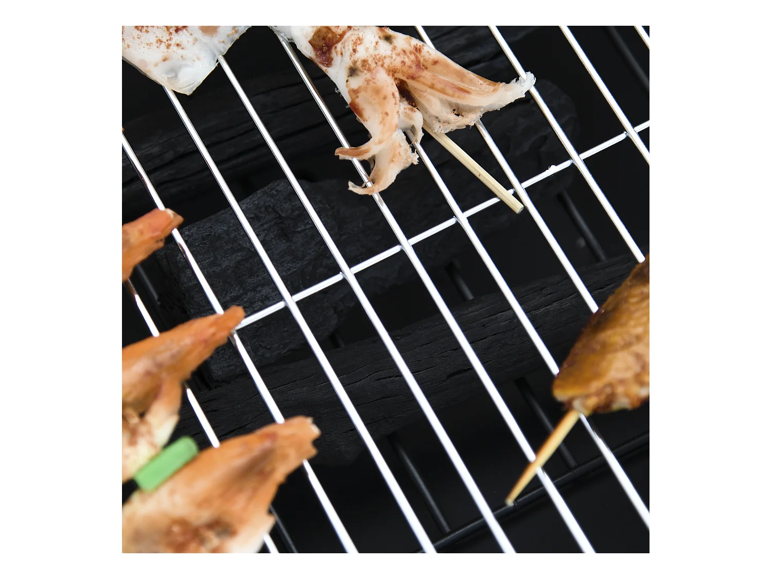 Brasero carré multifonction avec grill, pare-étincelles et seau à glace, acier noir (76x76x47cm)