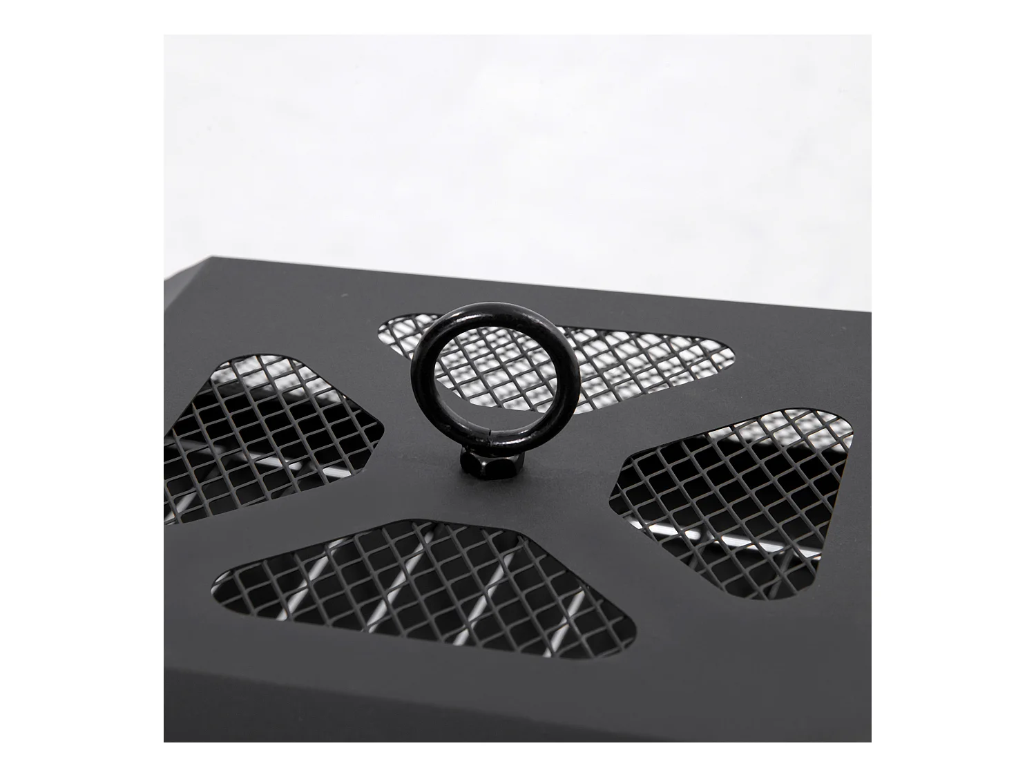 Tuinvuurschaal met kookrooster, vonkenvanger, staal, zwart (45x45x34 cm)