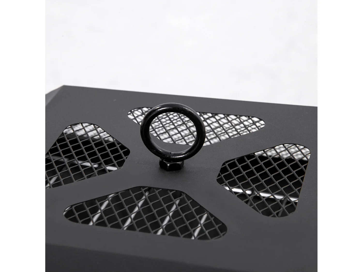 Braciere da giardino con griglia di cottura, protezione antiscintille, acciaio, nero (45x45x34 cm)