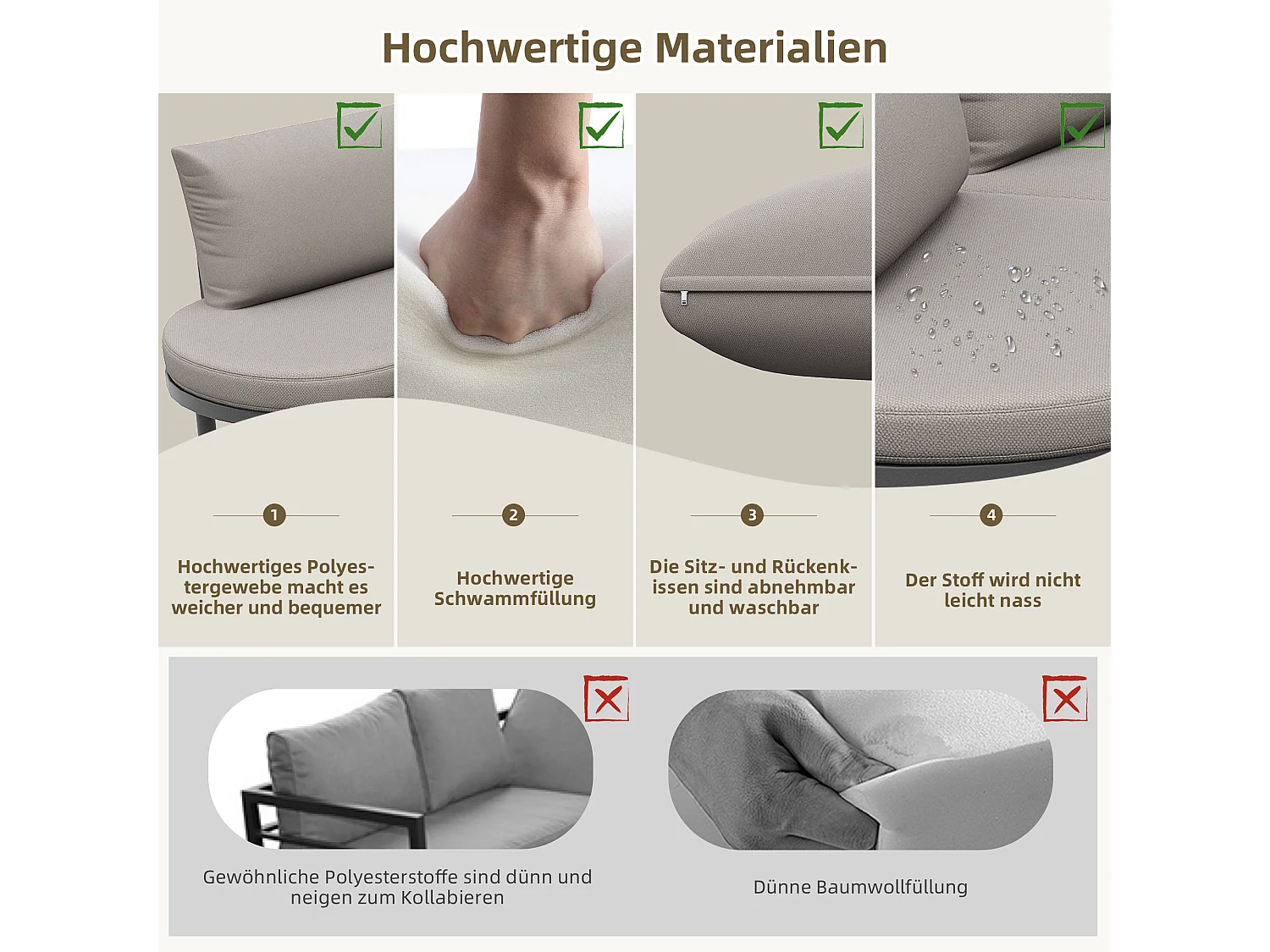 Salon de jardin 10 places, métal galvanisé, coussins inclus, bois d'acacia, gris antique (non applicable)