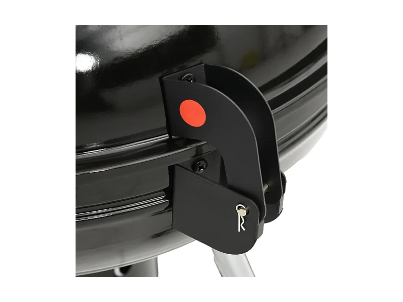 Barbecue à charbon, avec grill, roues, étagère, récupérateur de cendres et thermomètre intégré, métal noir (65x55x89 cm)