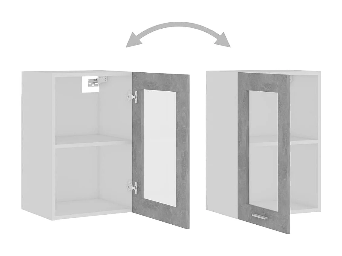 Armoire en verre suspendue Gris béton Bois d'ingénierie