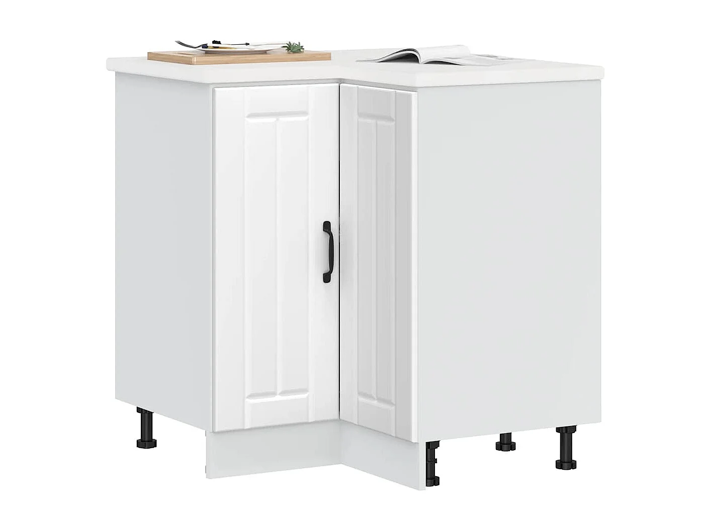 witte keukenhoekkast van bewerkt hout